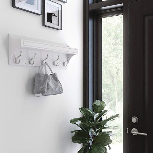 Miniatura 3 de Franklin Brass R41606-PWN-R - Barra de gancho con bandeja de arco clásico de 28.0in, color blanco puro y níquel satinado