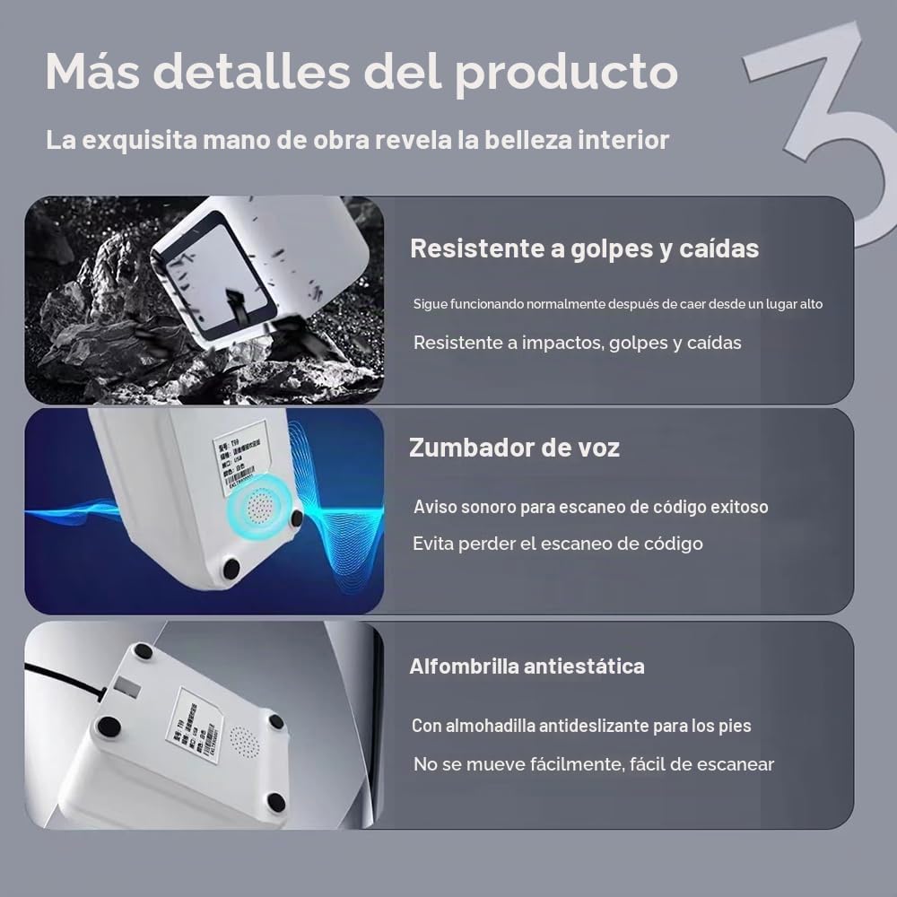 Docooler QR Escáner de Código de Barras de Escritorio Móvil Con Sensor Automático USB - Lector de Códigos de Pago Para Supermercado, Tienda Minorista