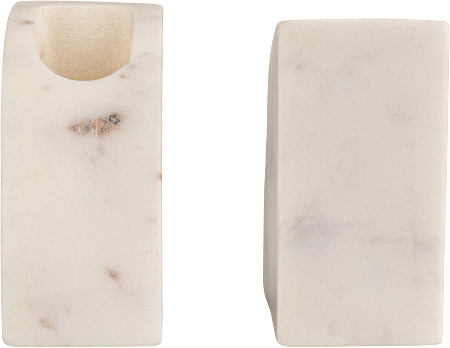 Creative Co-Op 2-Piece Marble Vases/Bookends, White