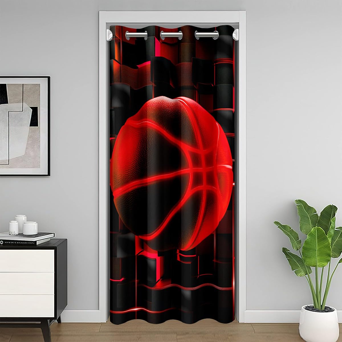 Rideau de porte basketball Homewish 106x203cm occultant pour placard de chambre