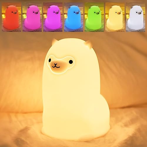 Miniatura 2 de Tremdwoto Alpaca Night Light for Kids，7 Color Baby Nightlight with Touch Control & 1H Timer, Battery Operated Soft Animal Night Light for Nursery,