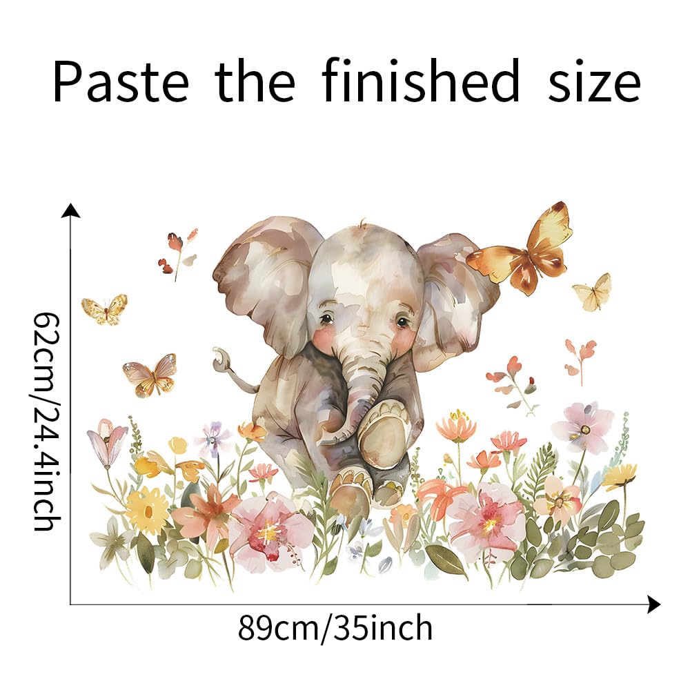 Elephant Wall Stickers for Nursery and Kids Room, Large Removable Decals, Safari Animal Wall Art for Baby Room Playroom - Image 3