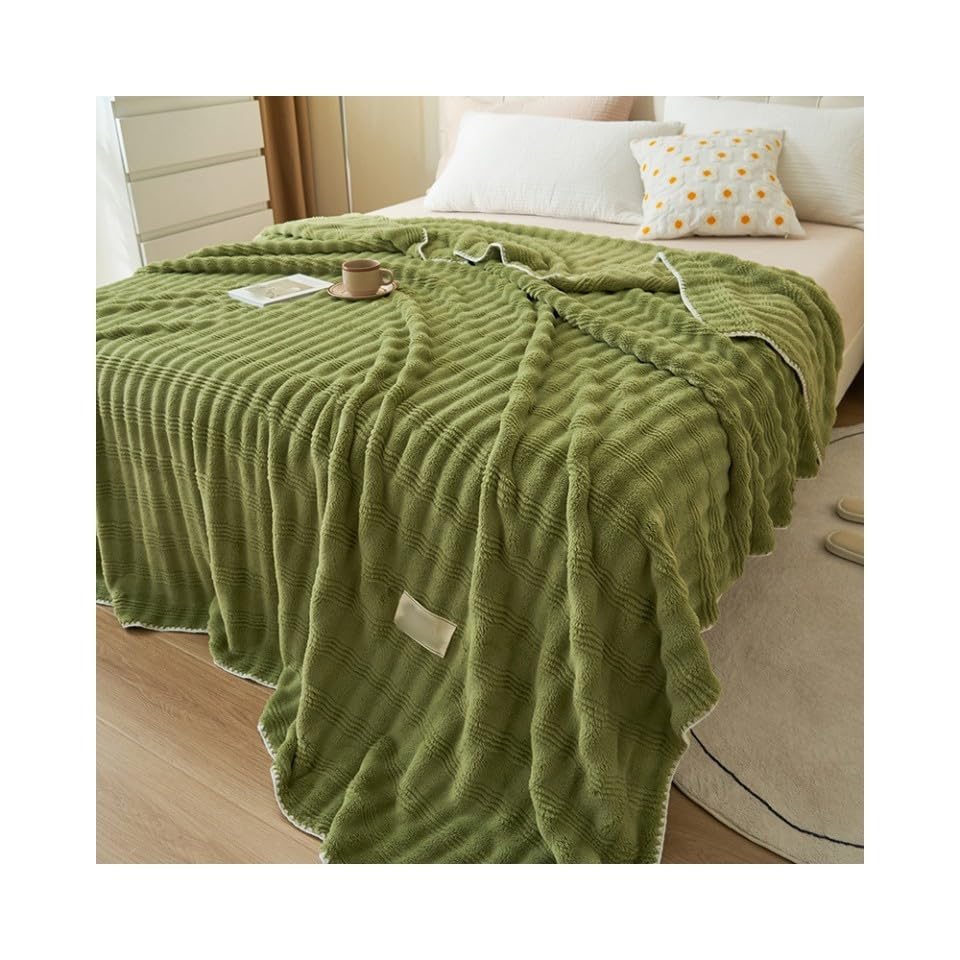 FWSHANGMAO Manta Polar para Sofá, Suave, Afelpada, Cálida Y Acogedora, Manta De Una Sola Capa para La Siesta En La Oficina, Cama, Sofá Y Sillón, Verde, 180 X 200 Cm