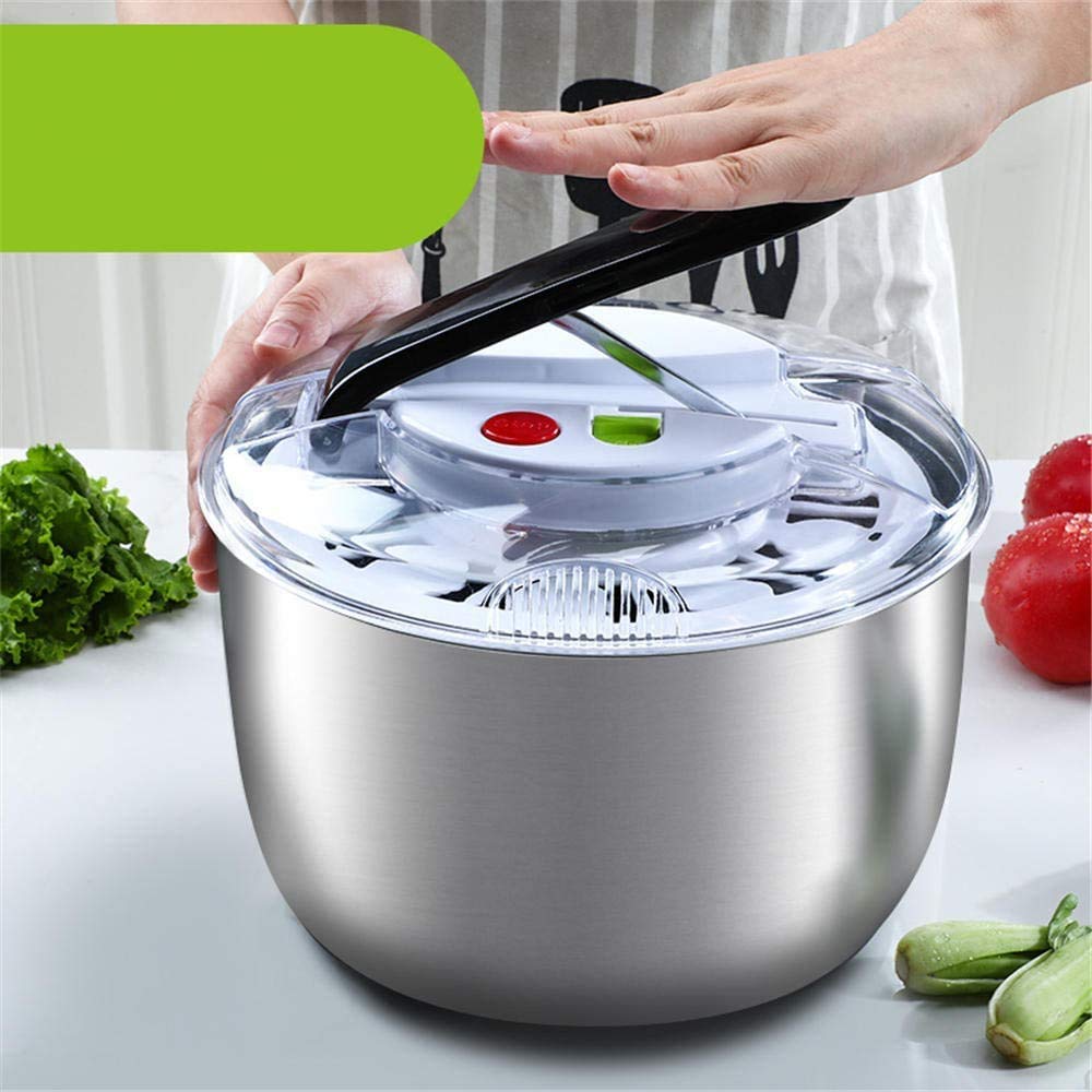 CLQ Disidratatore per Insalata, Centrifuga per Verdure Domestiche Centrifuga per Insalata in Acciaio Inossidabile, Grande capacità Facile da Centrifugare per Lavare E Asciugare Le Verdure