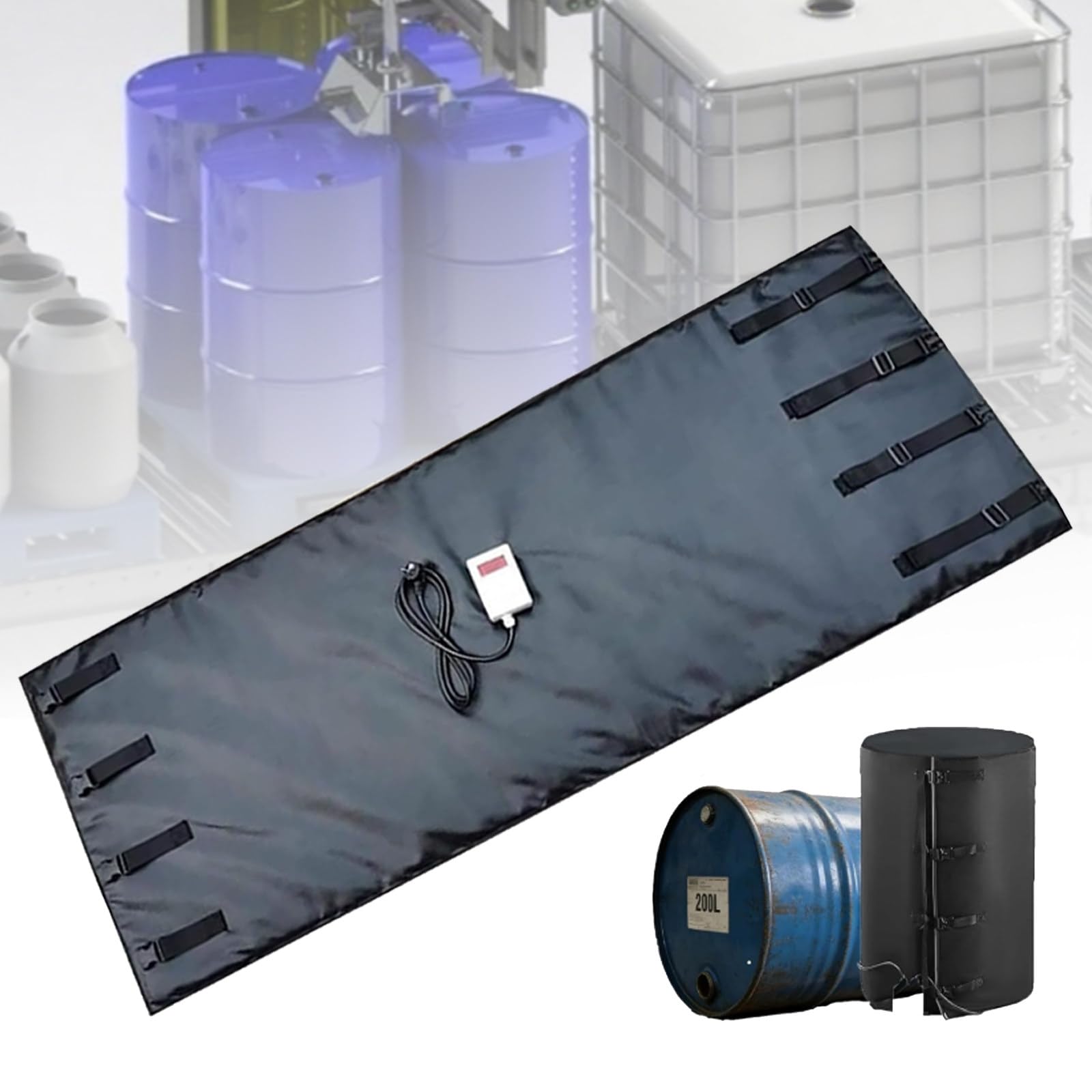 IBC-Fassheizdecke 55/275-Gal -IBC-Fassheizung, elektrische Fassheizdecke, wasserdichte IBC-Tank-/IBC-Behälter-Heizjacke, für IBC-Kunststofftankrohre 200L/55Gal-Black