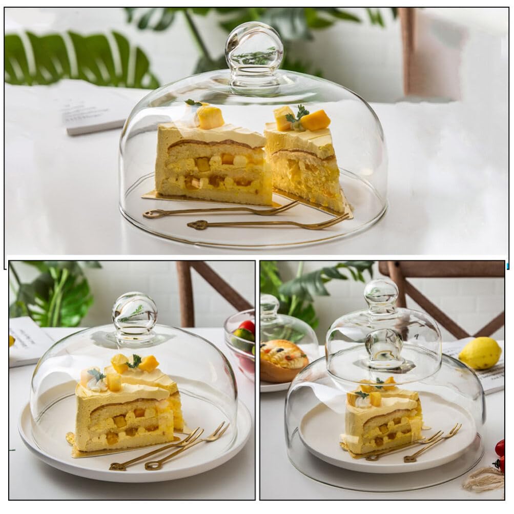 Cabilock Dôme à Gâteau en Verre Transparent, Protecteur Alimentaire Solide Plomb pour Conserver la Fraîcheur des Aliments et Snacks en Toute Propreté