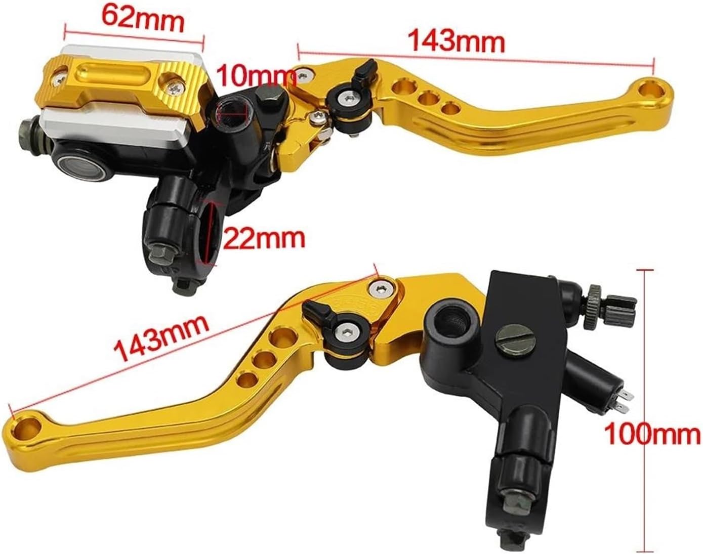 7/8" 22 Mm Adjustable Gear Motorcycle Brake Clutch Levers CNC Aluminum Universal For Honda Yamaha KTM Kawasaki Suzuki Derbi Senda(Gold)