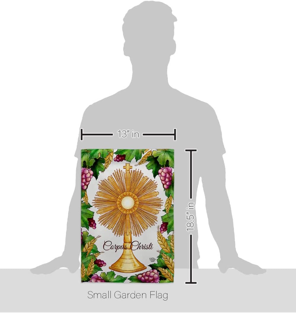 Festival Corpus Christi Garden Flag Religious First Communion Cross Chalice Holy Eucharist Christian Religion Tradition House Banner Small Yard Gift Double-Sided, Made in USA