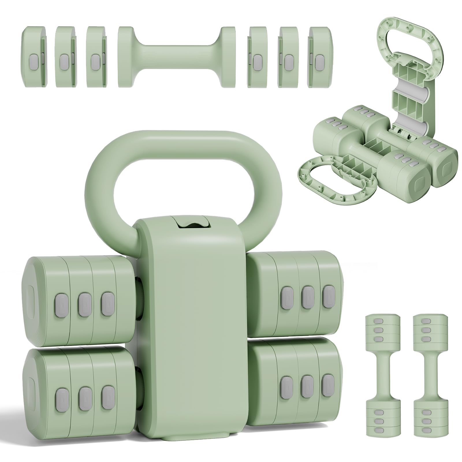Pink Dumbbell Set for Women - Adjustable Kettlebell Weights Set 4-in-1 Hand Weights 2 2-12 1lbs Free Weights