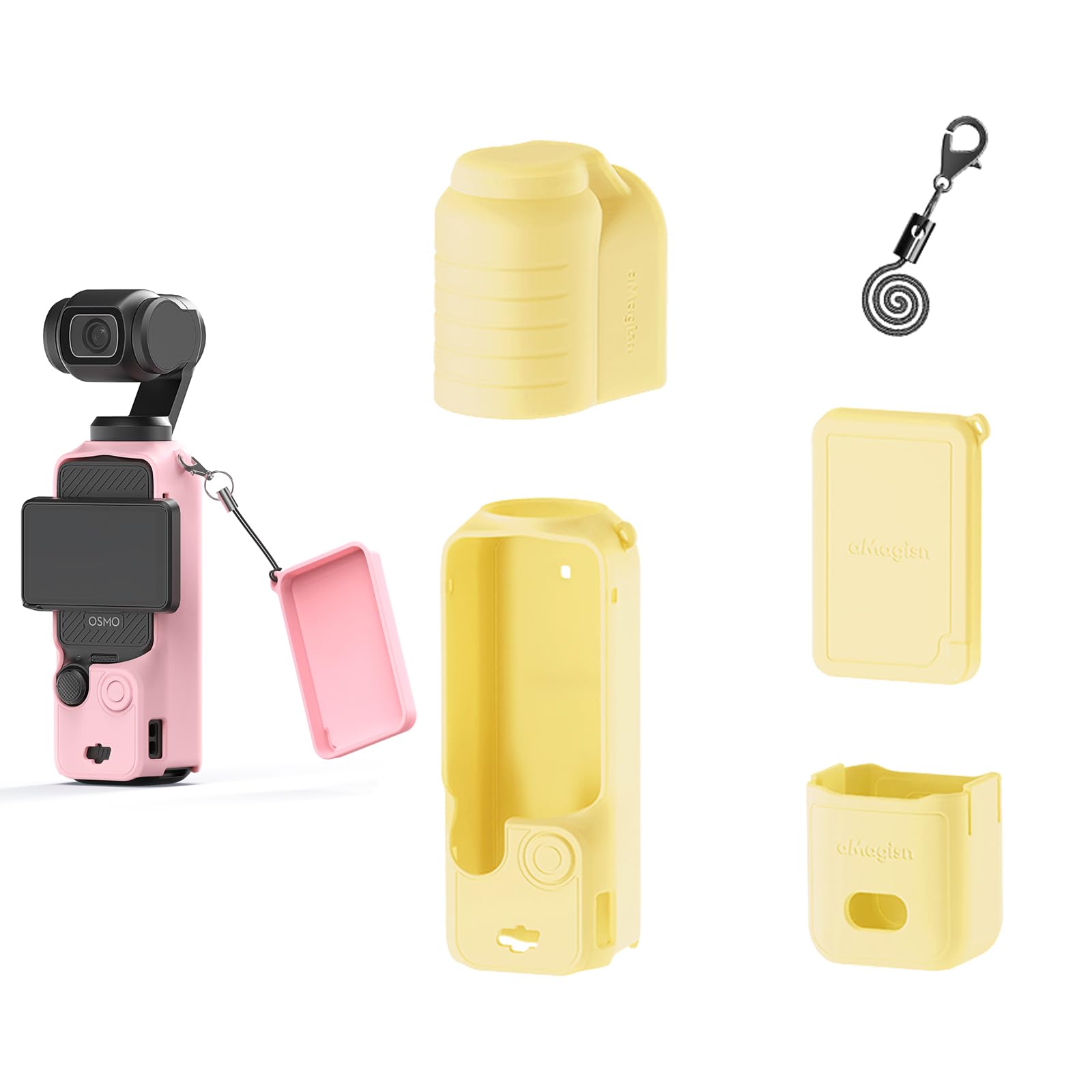 Silicone Protective Case for DJI Osmo Pocket 3 Silicone Cover Sleeve Soft Shell with Lens Cap Gimbal Protector (Standard Version Yellow)