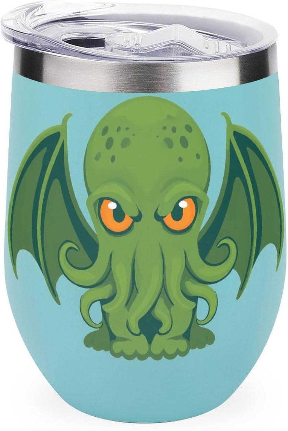 Cute Monster Greencthulhu Insulated Drinking Cup Stainless Steel Coffee Mug Wine Tumbler with Lid 12OZ