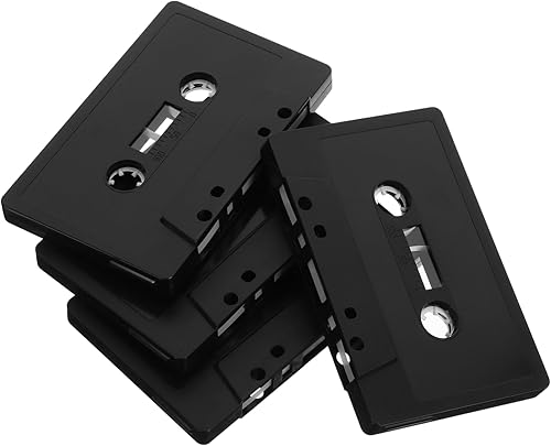 4 cintas de casete en blanco para pared, adornos negros vintage para eventos temáticos, fáciles de instalar para proyectos de manualidades,