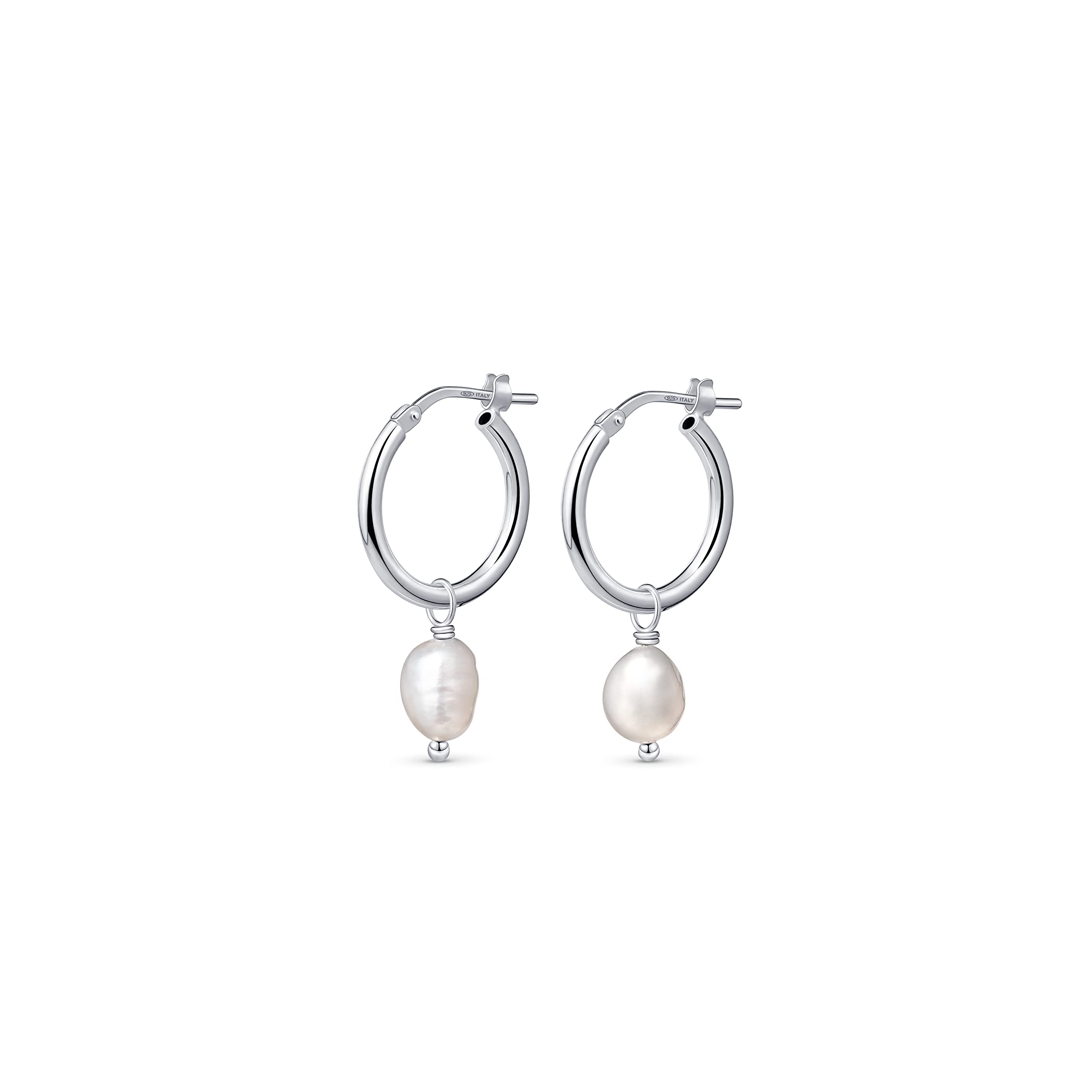 Amberta Pendientes de Perlas de Agua Dulce para Mujer en Plata de Ley 925