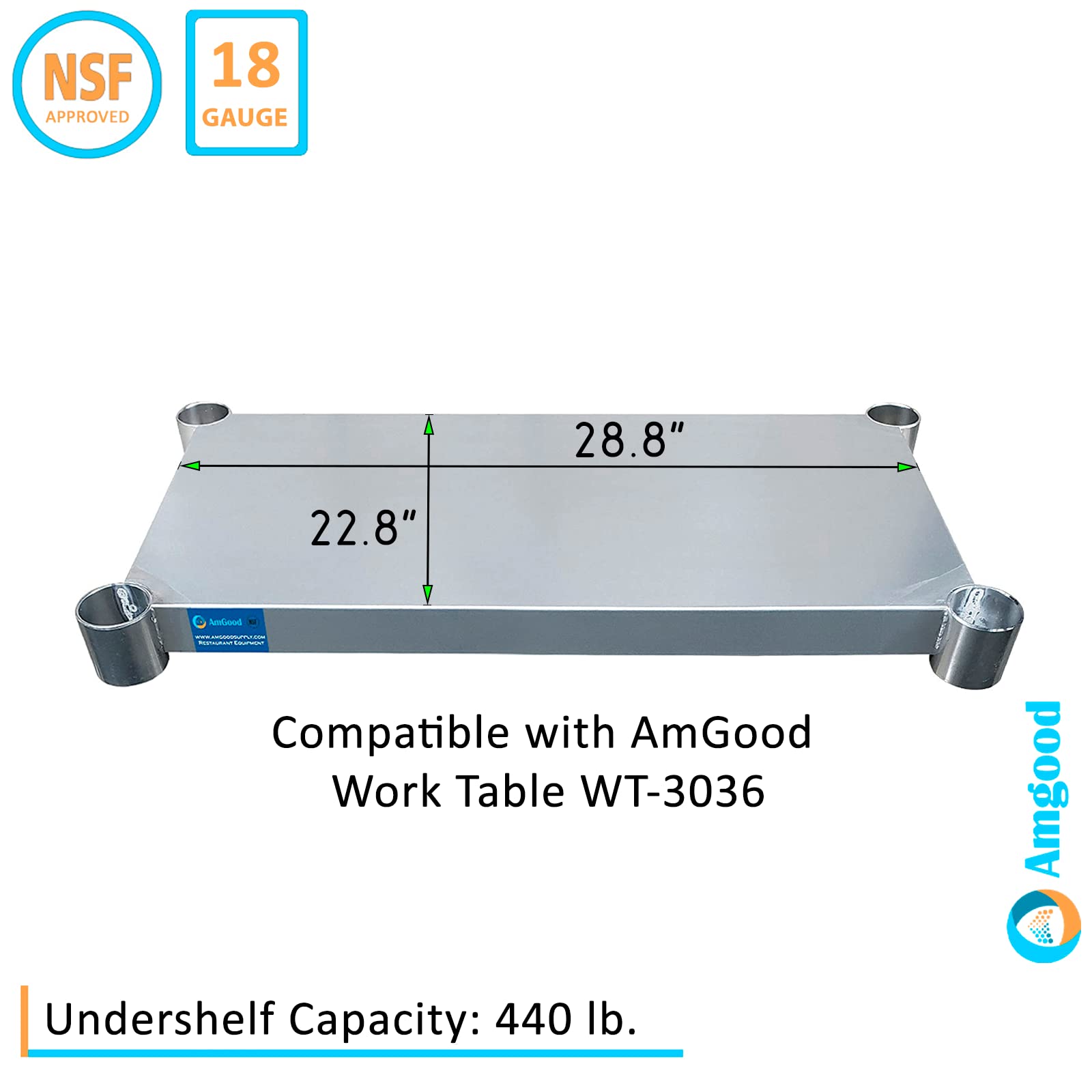 Additional Undershelf for AmGood Work Table (30