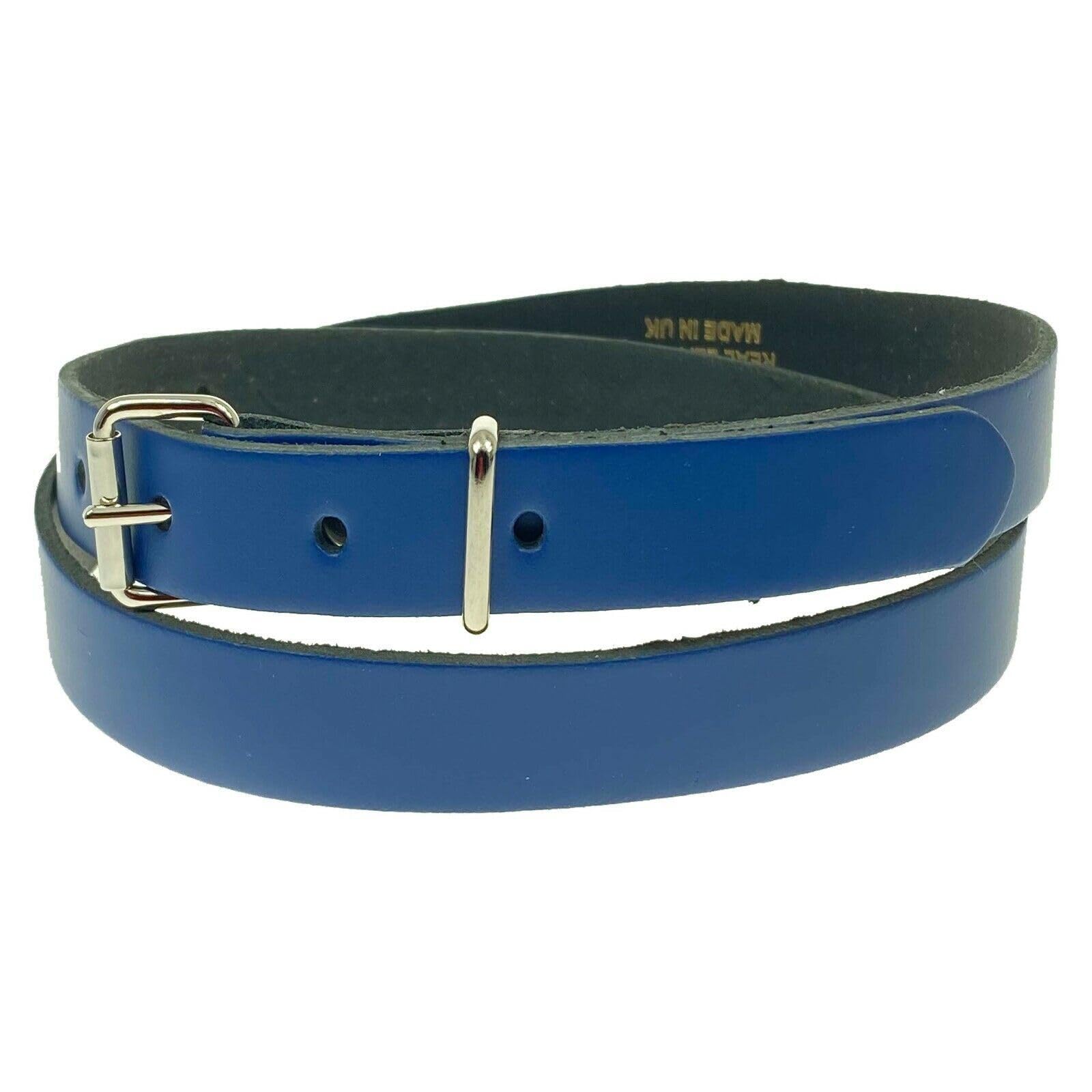 BULLET 69 LADIES GIRLS WOMEN'S 20MM THIN SKINNY 100% LEATHER WAIST BELT[Royal Blue,Medium 32"-36"]