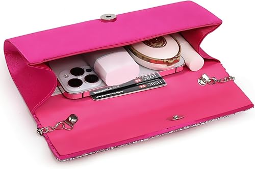 Miniatura 10 de Dasein Bolsos de noche de satén para mujer bolsos de mano bolsos de boda bolsos formales para fiesta baile de graduación con diamantes de imitación