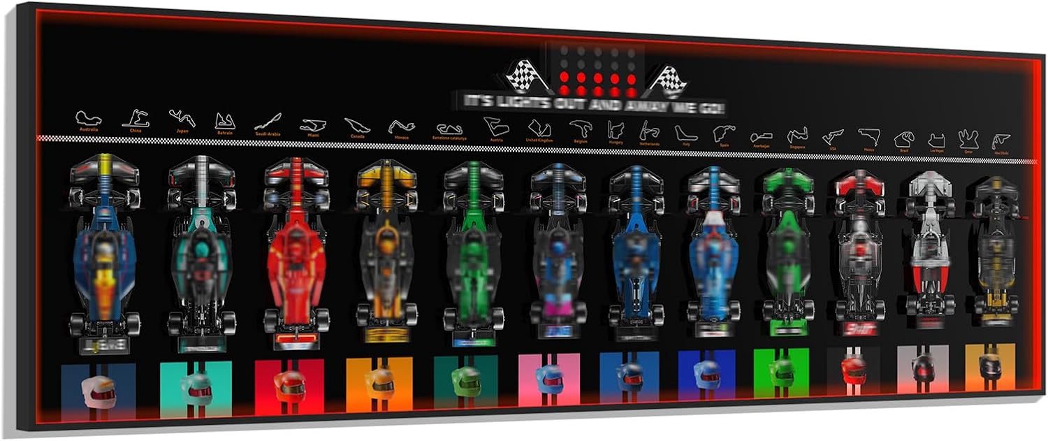 Sound & Glow Wall Display Board for 12 Racing Car Models – Compatible with Lego Speed Champions 66802 | Fits Sets 77242–77252 & 77259 | Interactive Showcase (Board Only, Black)