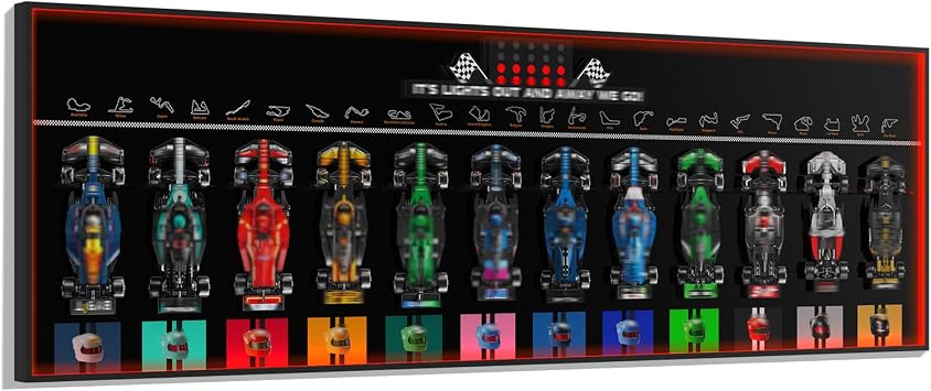Sound & Glow Wall Display Board for 12 Racing Car Models Compatible with Lego Speed Champions 66802 | Fits Sets 7724277252 & 77259 | Interactive Showcase Board Only, Black
