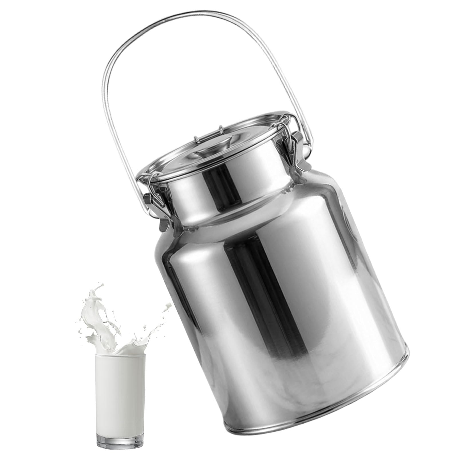 Brocca per Il Latte in Acciaio Inossidabile, Contenitore Ermetico per La Conservazione del Latte Secchio per Il Latte con Coperchio per Latte, Cereali, Chicchi di caffè,11L 22x30CM