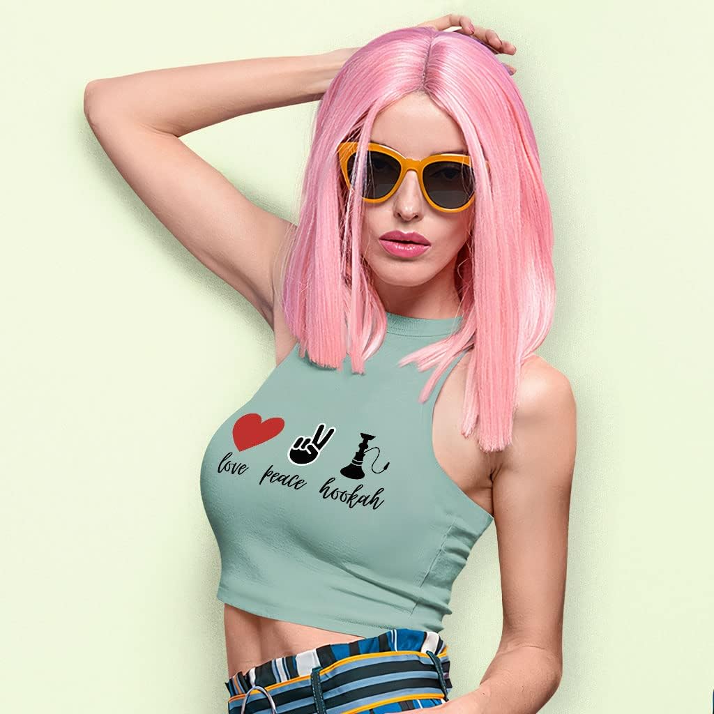 Love Peace Hookah Racerback Cropped Tank - Gifts for Hookah Lovers - Gifts for Wife