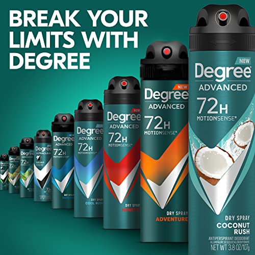 Degree Men Advanced Antiperspirant Deodorant Dry Spray Coconut Rush 3 Count 72-Hour Sweat And Odor Protection​ Deodorant For Men With Motionsense Technology 3.8 Oz #TOP5