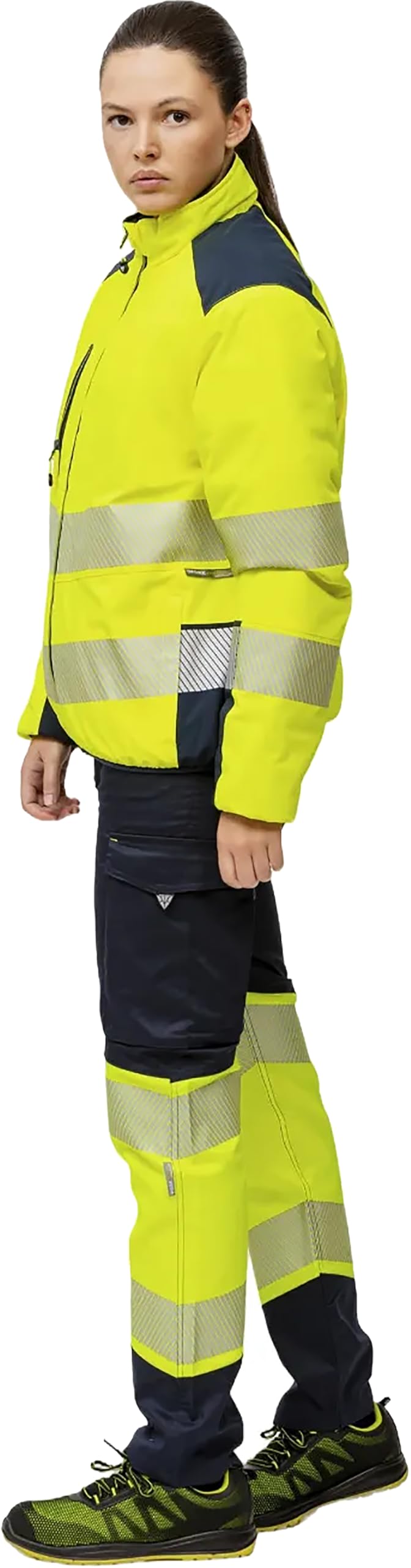 WORKTEAM Cazadora Reversible Acolchada Alta Visibilidad Clase 2 ISO 20471, Cintas Reflectantes Segmentadas, Cuello Alto, Bolsillos con Cremallera, Ropa Laboral Unisex
