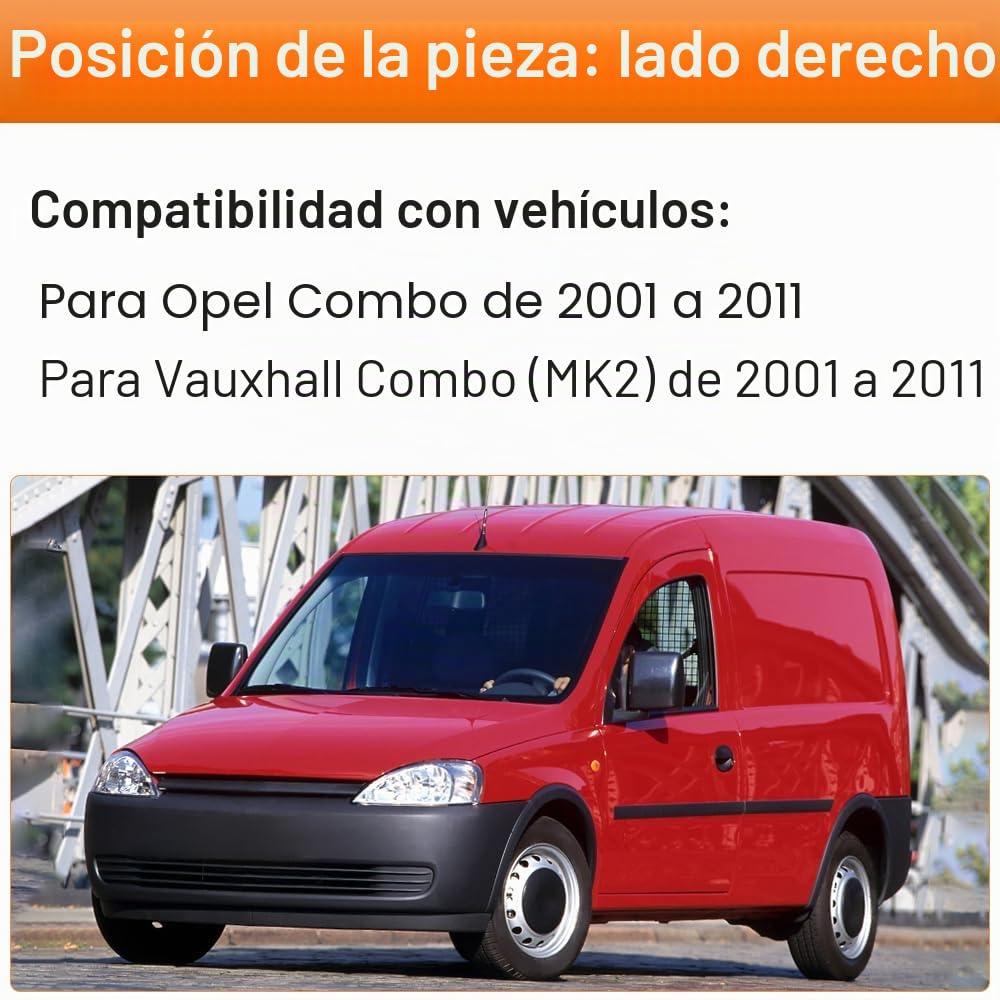 SENZEAL Cristal de Retrovisor Calefactable Lado del Pasajero para Opel Combo C 2001-2011 (Derecha)