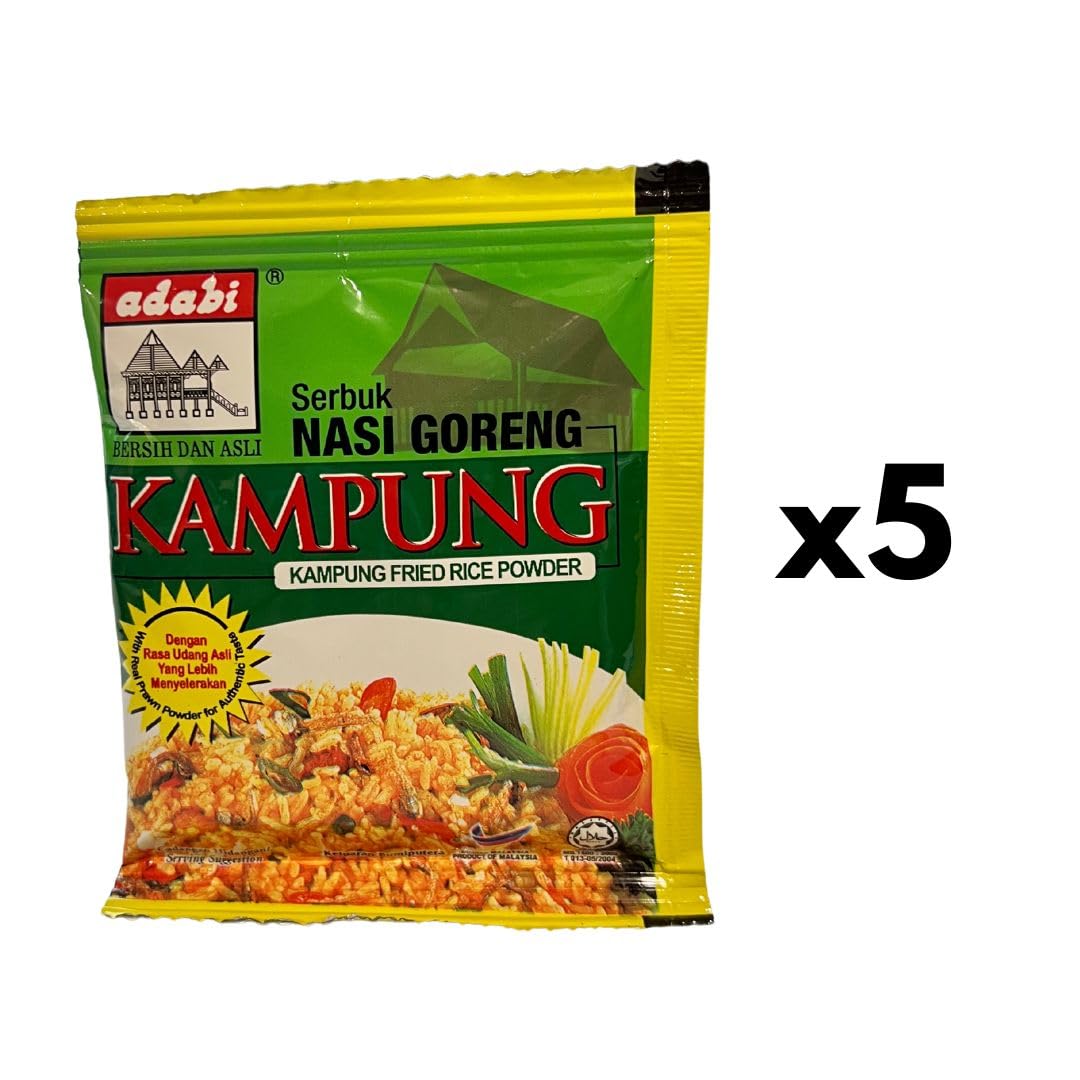 Adabi Serbuk Nasi Goreng Kampung – Lote de 5 Sobres 17g – Condimento para Arroz Frito Estilo Kampung – Mezcla Tradicional Malaya