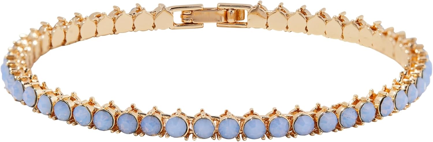 Brook & York Isabella Opal Blue Tennis Bracelet - Hypoallergenic 14K Gold-Plated Brass - Cubic Zirconia - Tennis Jewelry - Women's Bracelets- Everyday Luxury Jewelry - Gifts for Mom