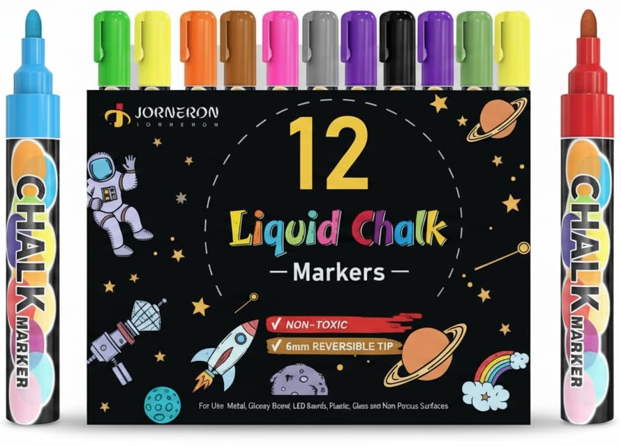 Opiniones y reviews de Tizas . 46 12 Unidades y 6 mm Rotuladores de Tiza Líquida, de para Pizarra, Pizarras, Cristal, Ventana Espejo, Bistro | Reversible Bullet & Cincel Punta Borrable Tinta