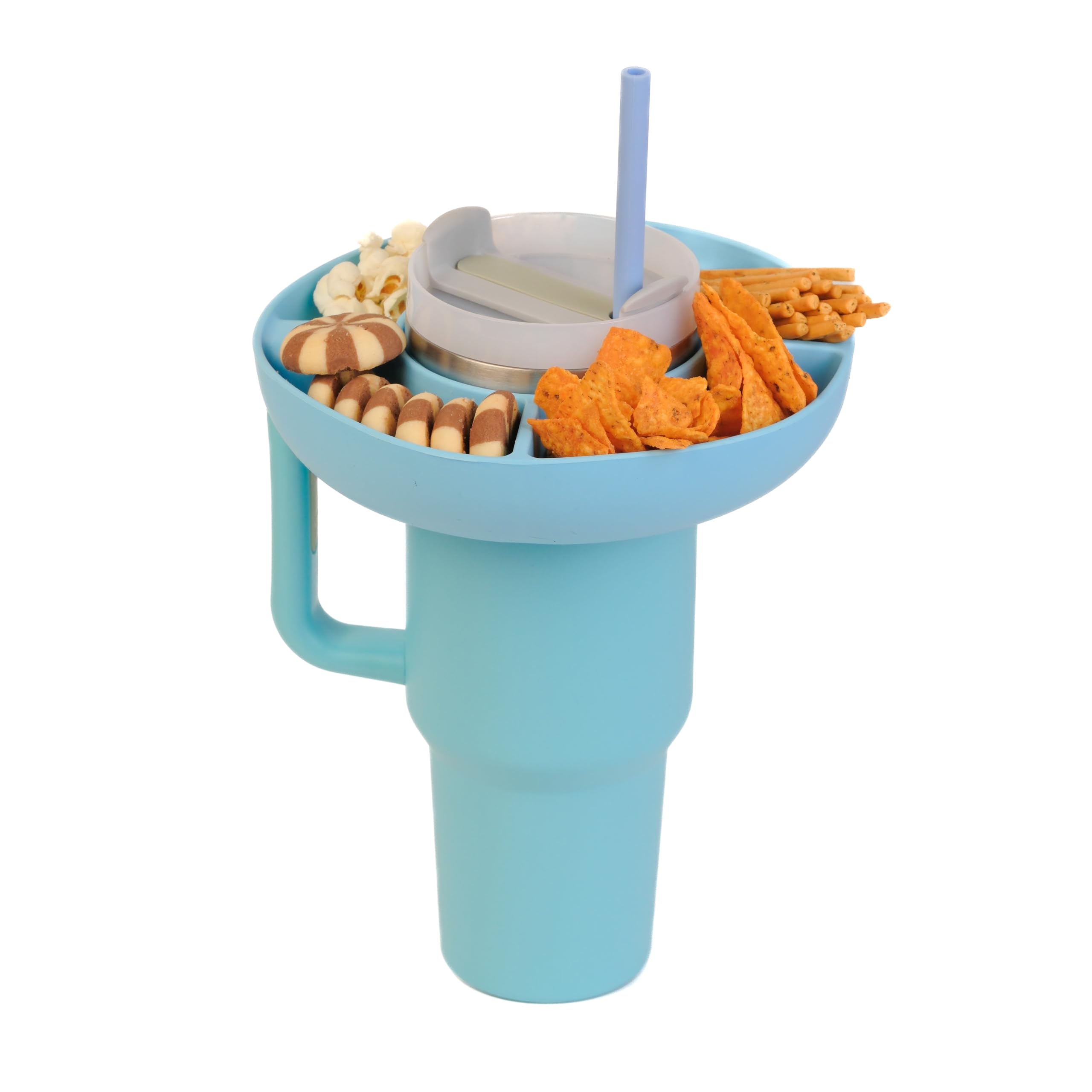 MUWIGOStanley Cup Snack Tray - Enhance Your Stanley 40 oz Tumbler with Handle Experience with The Ultimate Snacking Solution - Reusable Snack Tray - Enjoying Snacks On-The-Go or at Home (Blue)