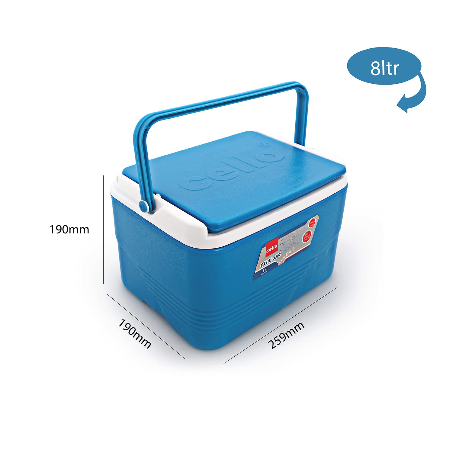 Cello Chiller Ice Box | Standard Size for Travel Party Bar Ice Cubes | Cold Drinks | Medical Purpose | 8 Litre, Blue - Image 4 thumbnail