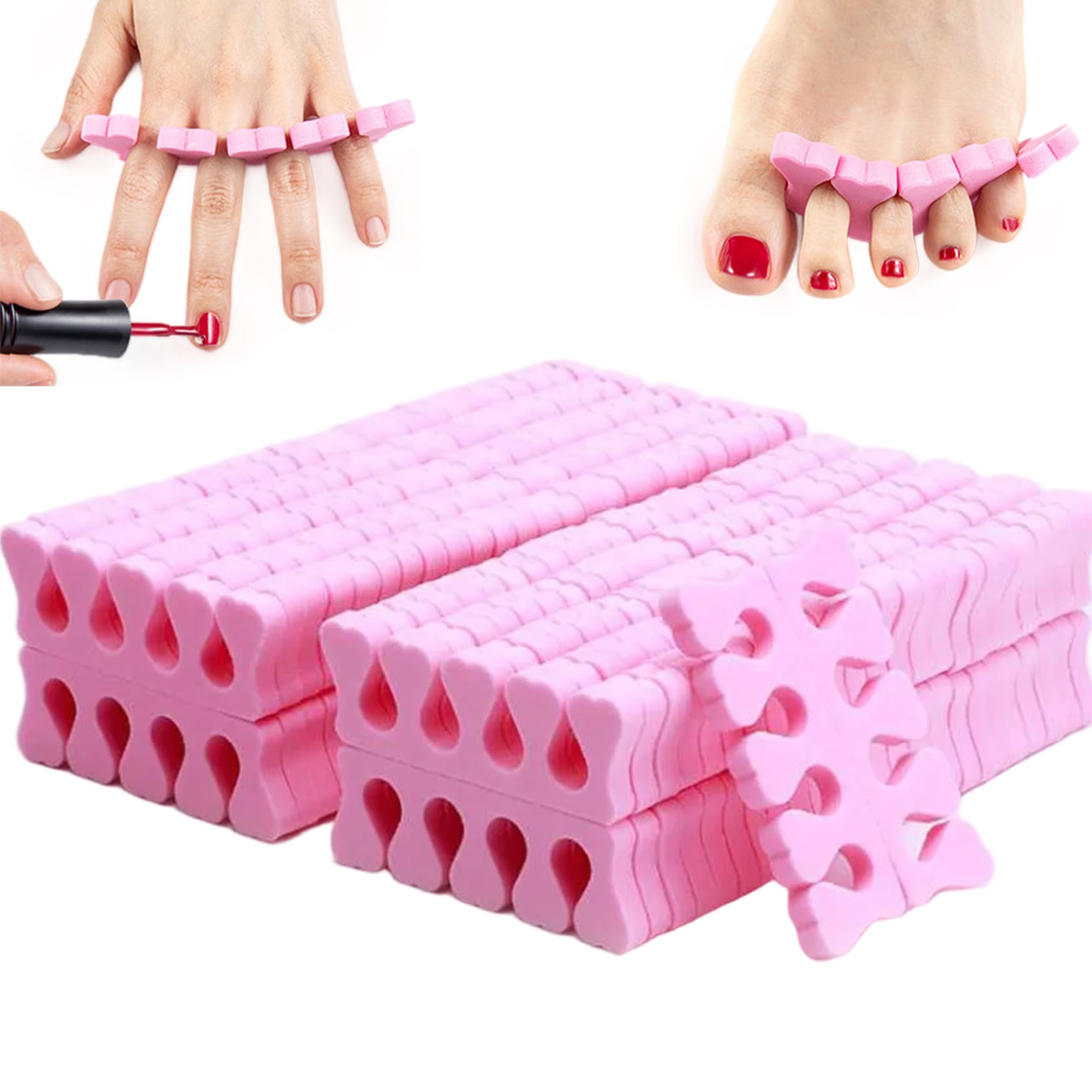 Pedicure Separatori di punta, distanziatori di piedi di spugna morbida da 100 pezzi per pedicure, divisori per lo smalto per unghie.