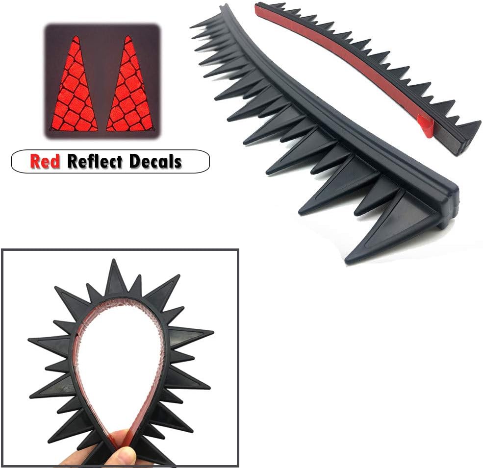 Reflective Motorcycle Helmet Dirt Biker BMX Helmets Mohawks Mohawk Spikes Rubber Saw with Red Helmet Decals(Helmet not Included)