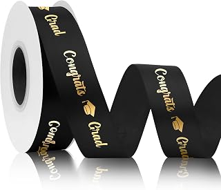 Class of 2025 Ribbon for Flower Bouquet 25 Yards Graduation Ribbons Black Ribbon 1 Inch 2025 Congrats Graduation Season Ribons for DIY Craft Gift Black Ribon Cakes Leis 2025