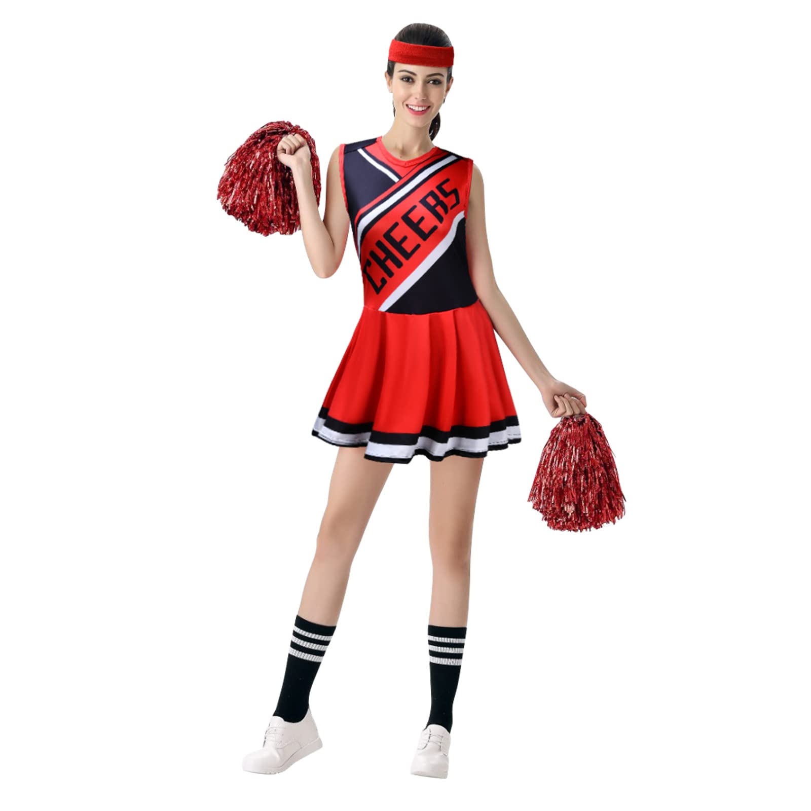 AOMIG Damski kostium cheerleaderki, dla dziewcząt, szkoła, muzyczna impreza, Halloween, kostiumy cheerleaderki, kostium dla dorosłych