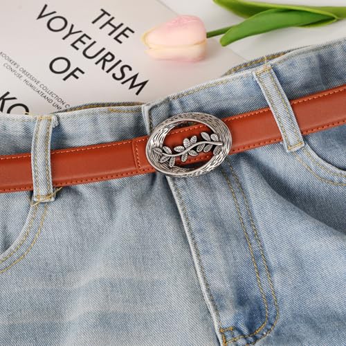 Image of Aurolran Women's Leather Belt with Buckle - Ideal for Dresses, Jeans, and Coats