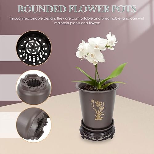 Miniatura 2 de Cabilock Macetas para suculentas, macetas de interior, 2 juegos para plantas de interior, macetas de orquídeas, macetas con bases de plástico con