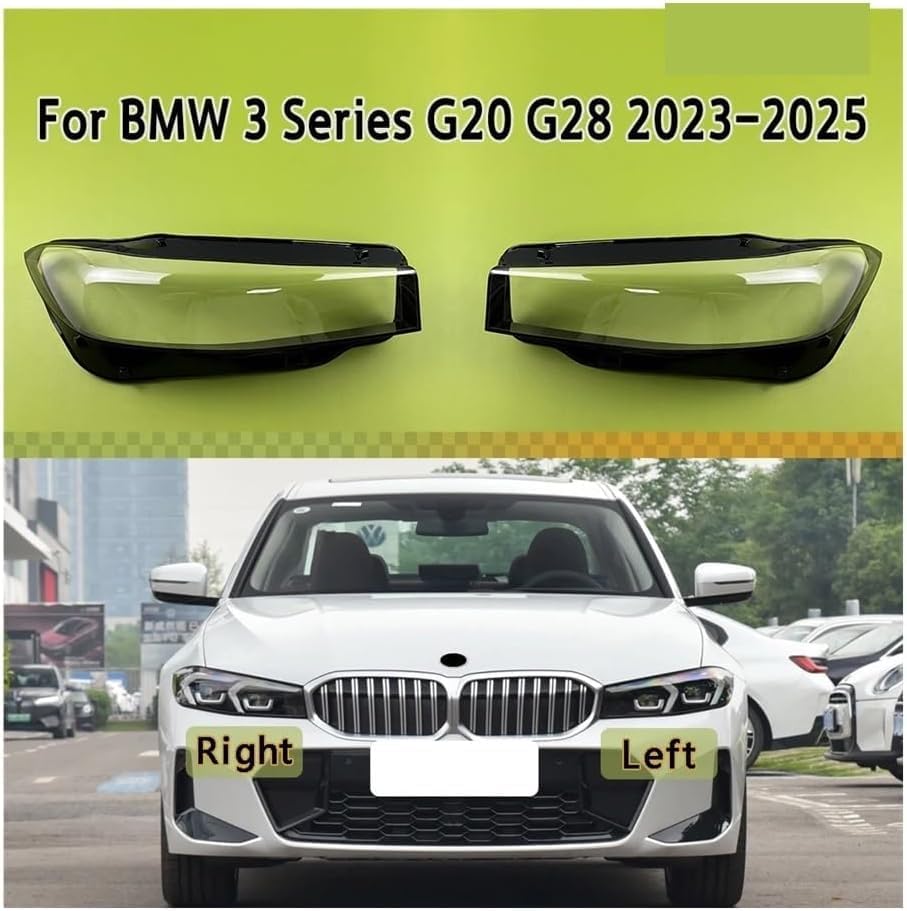 Head light Lens Compatible Compatible for BMW 3 Series G20 G28 2023 2024 2025 Car Front Cover Transparent Lampshade Replace Original Shell Replacement(A Pair)