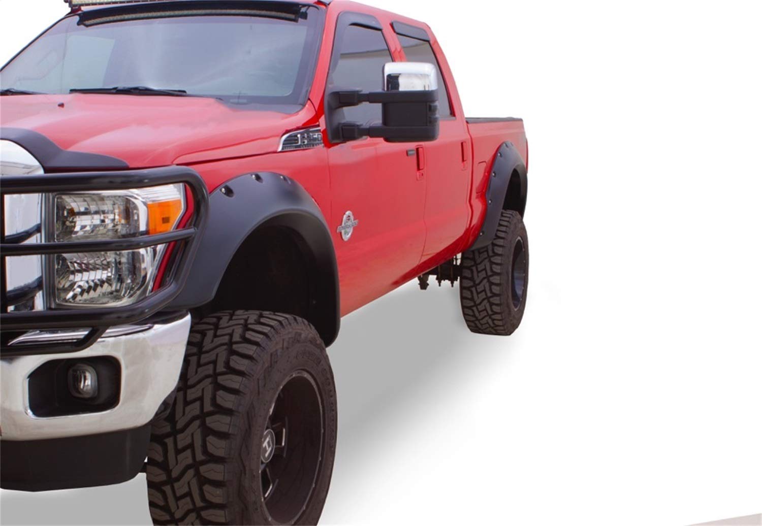 Photo 1 of Bushwacker Cutout Pocket/Rivet Style Front Fender Flares | 2-Piece Set, Black, Smooth Finish | 20101-02 | Fits 2011-2016 Ford F-250 to F-450 Super Duty