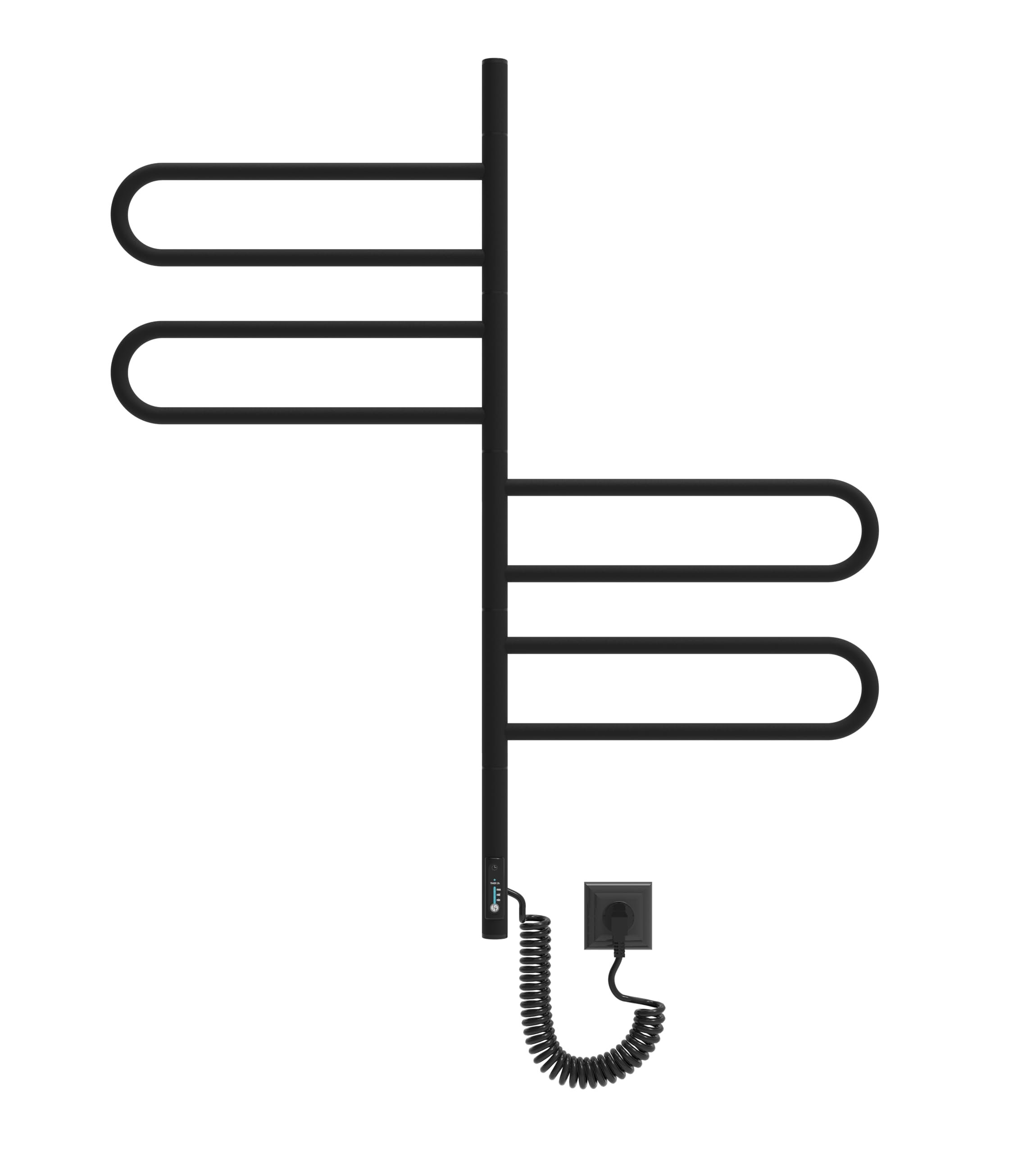 ELNA Elektrischer Handtuchheizkörper 79x40cm Schwarz - Edelstahl Mit Timer & Thermostat