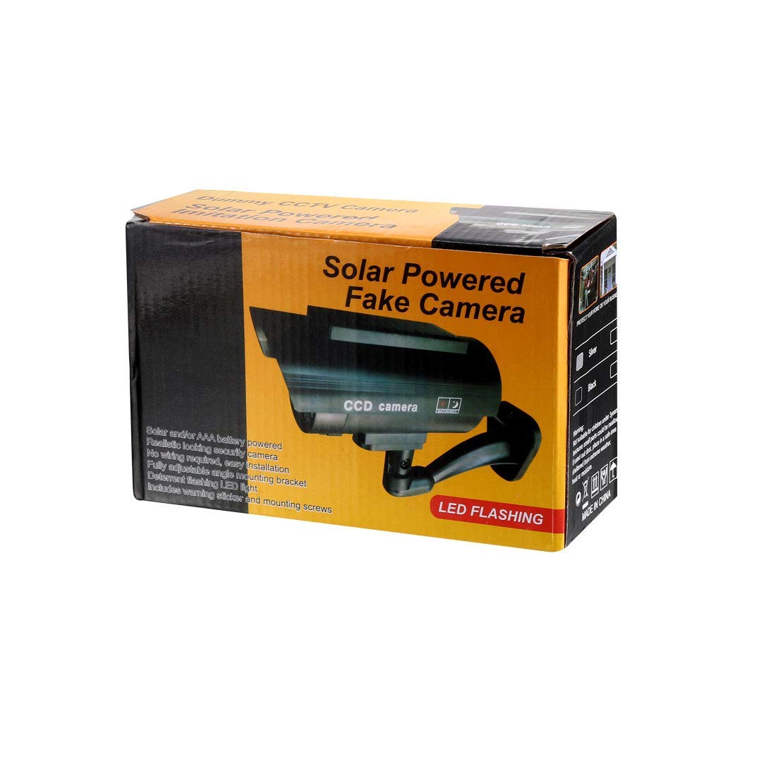 NA Faux Caméra De Sécurité Solaire Alimenté Système De Surveillance CCTV Factice avec Clignotant Rouge LED Voyant D'avertissement, Autocollant pour La Maison Extérieure Intérieure Noir 4 pcs