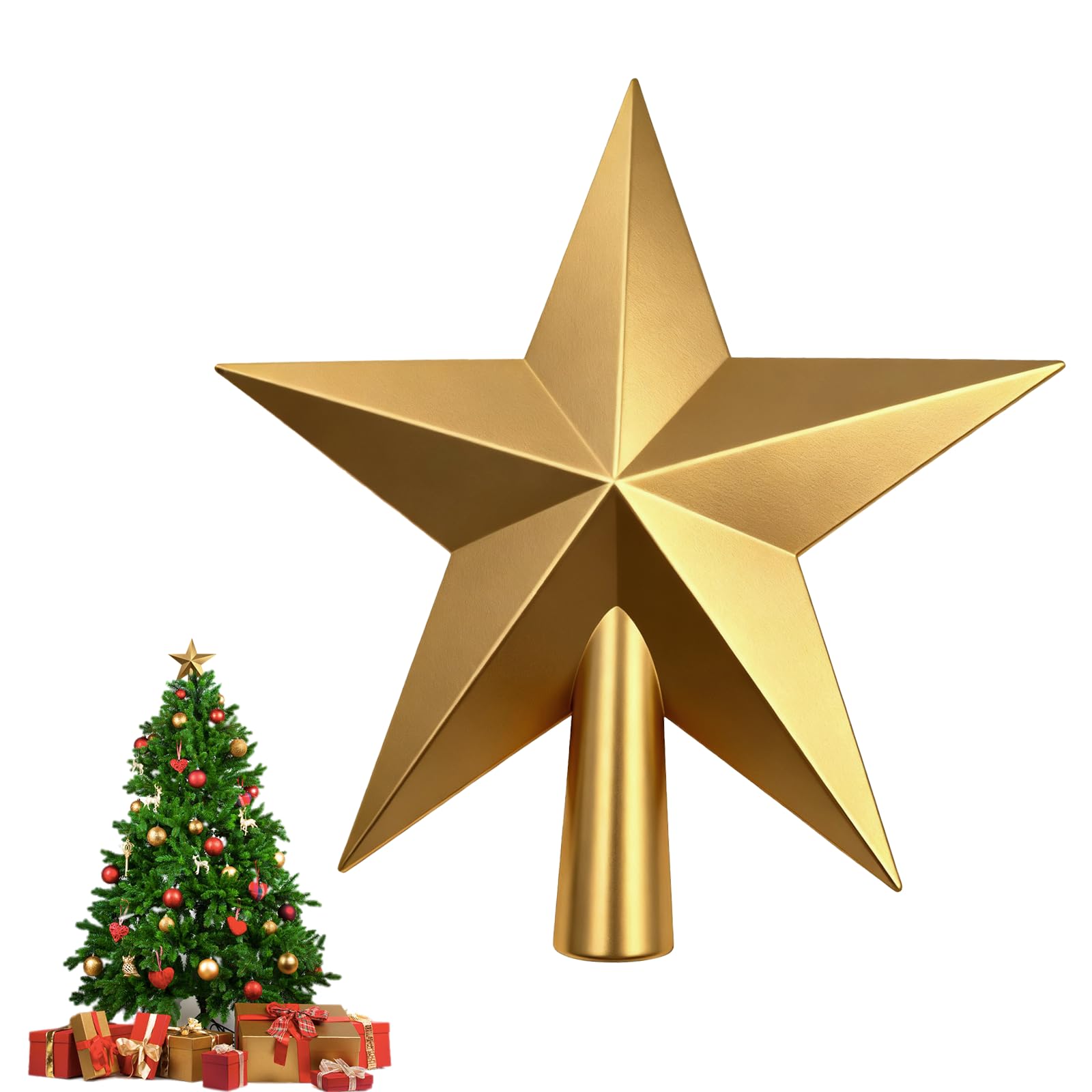 Weihnachtsbaumspitze Stern, 6 cm Mini Baumspitze Stern, Mini Deko Weihnachten für Weihnachtsbaum Deko, Weihnachtsbaum Christbaumspitze Weihnachtsbaumspitze Klein (Gold)