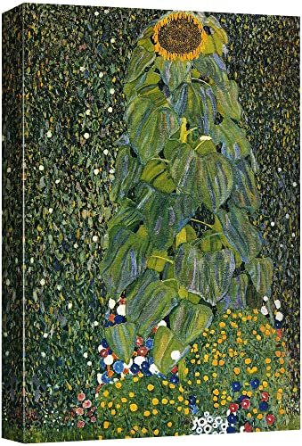 wall26 Canvas Print Wall Art Sunflower by Gustav Klimt Nature Abstract Oil Painting Fine Art Traditional Scenic Colorful Multicolor Ultra for Living Room, Bedroom, Office - 24"x36"