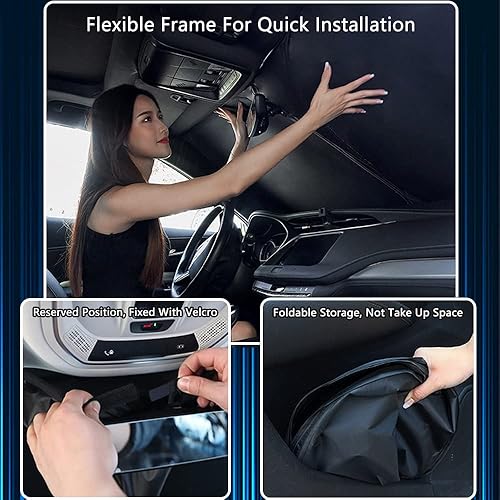 Miniatura 4 de Parasol para parabrisas de automóvil personalizado para Cadillac XT6 2023-2020, plegable, para ventana delantera, accesorios interiores, protector