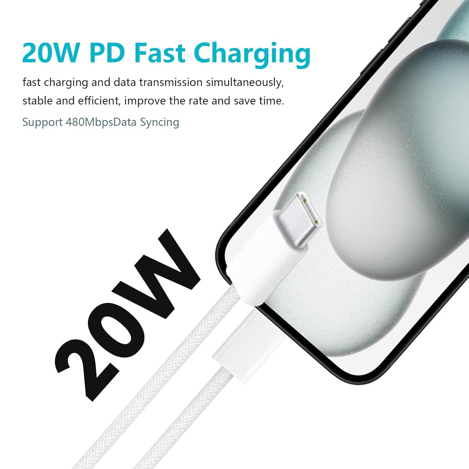 3FT 20W Fast Charger Adapter for AirPods 4 Gen 4 Generation,AirPods Pro 3 2025/Pro 2 2nd, Air Pods Max 2024, iPhone 17 16e 16 15,iPad 10th, USB Type C Woven Cable Charging Heads,Samsung and More