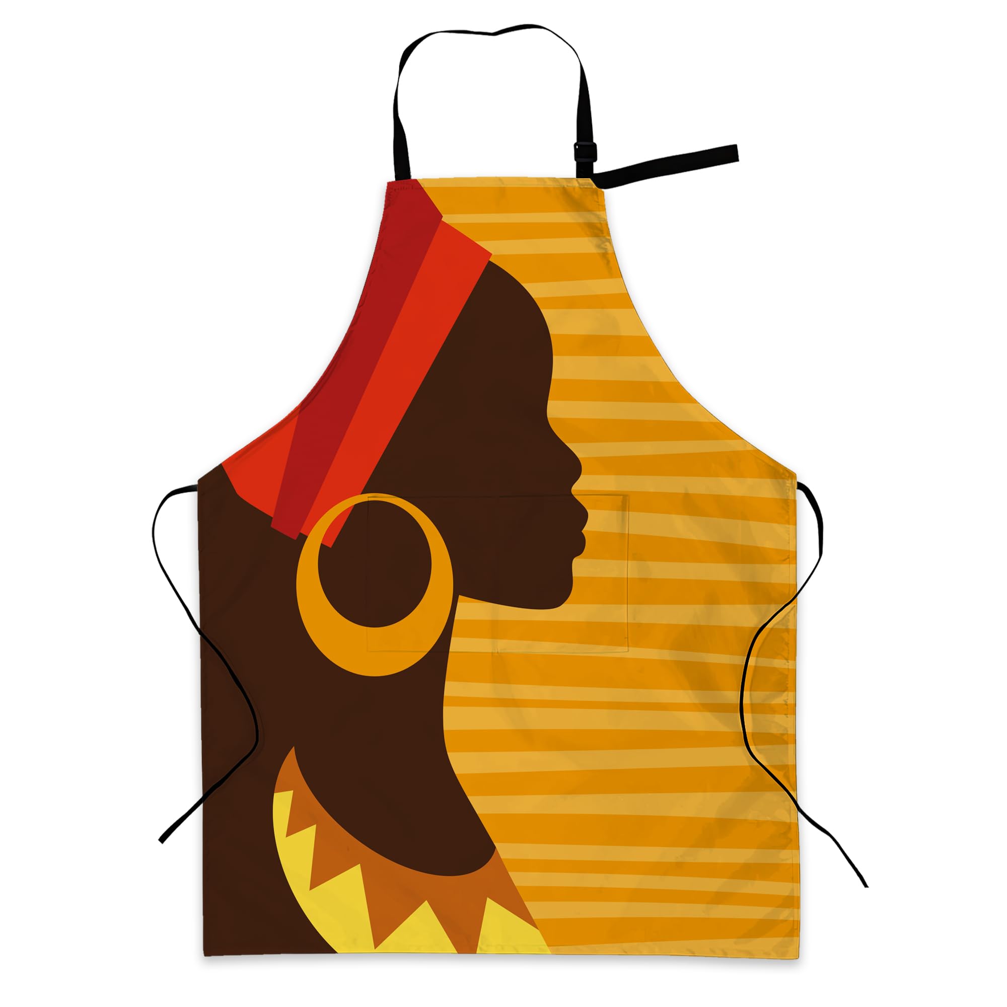 BILANGCE African Girl Aprons for Women Men, Waterproof with 2 Pockets, Chef Apron with Adjustable Neck Strap for Washing Dishes, Gifts BBQ Grill โ image 1