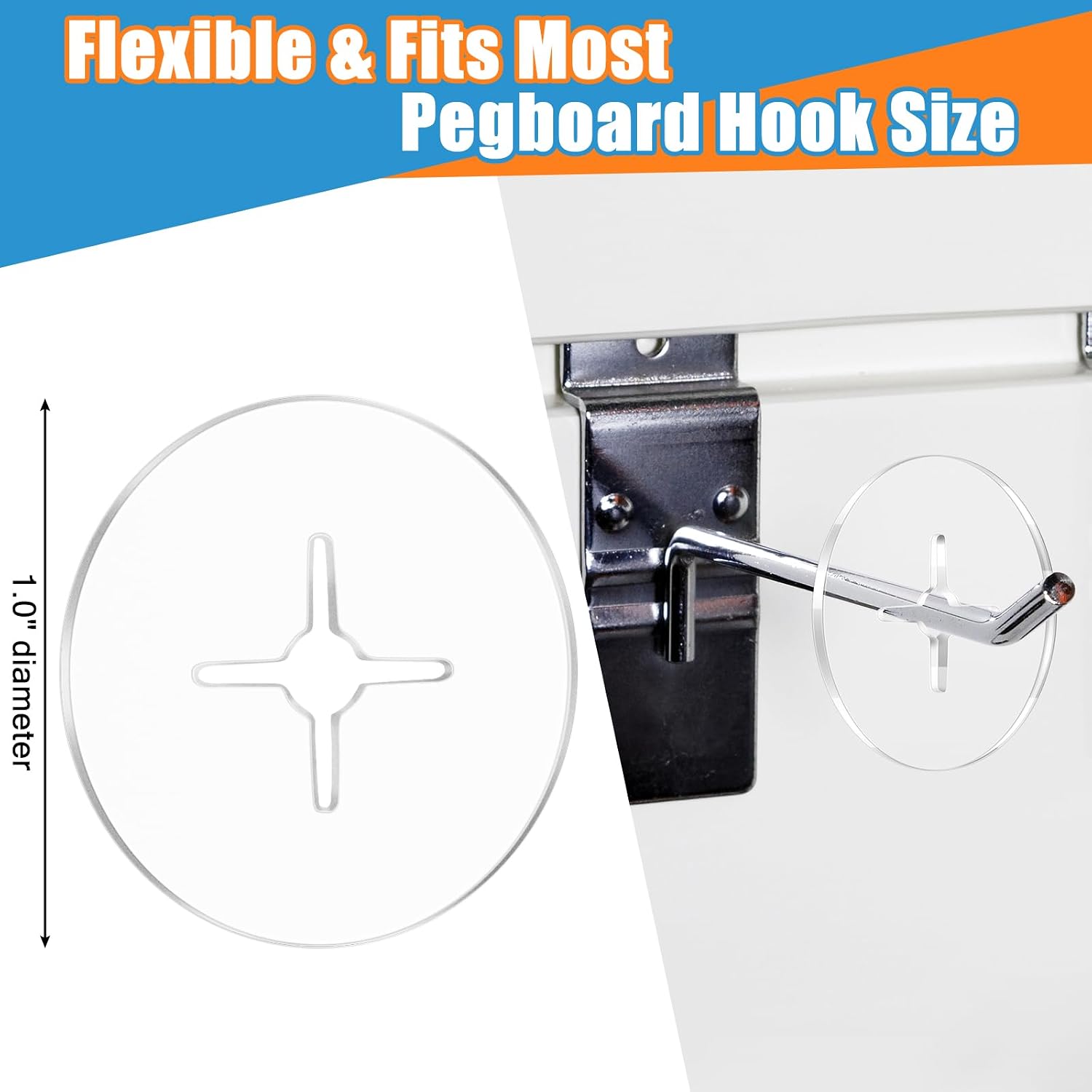 300 PCS Inventory Control Clips Peg Hook Stoppers, 1" Diameter Fits Plastic or Metal Hooks, Peg Stoppers Organizer Pegboard Accessories for Product Display Control Keep Merchandise