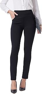 Damen-Arbeitshose, bequem, Stretch, schmales Bein, elastisch, hohe Taille, zum Überziehen, Business Casual