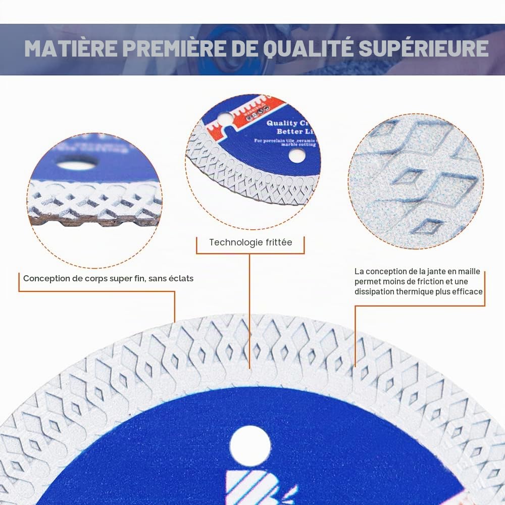 Disque Diamant Carrelage 230mm- BRSCHNITT Disque à Tronçonner Diamante Lame de Scie avec X Maille Turbo pour Porcelaine Tuile Marbre Céramique Granit.